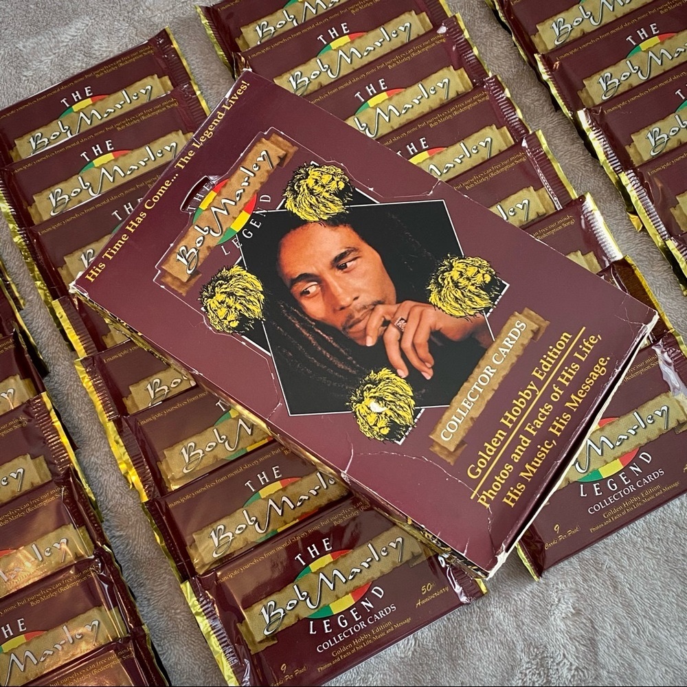 Bob Marley, 50th Anniversary Golden Hobby Edition Collector Cards. $3/$2